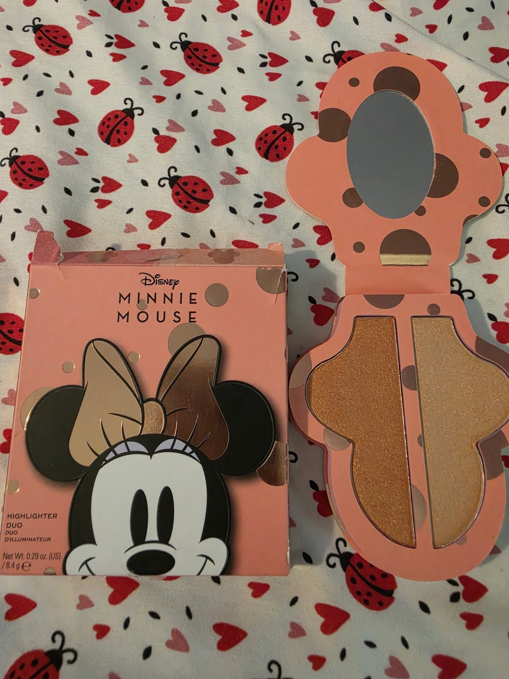 Revolution Minnie Mouse Highlighter Illuminateur Duo — Peach & Gold Shimmer